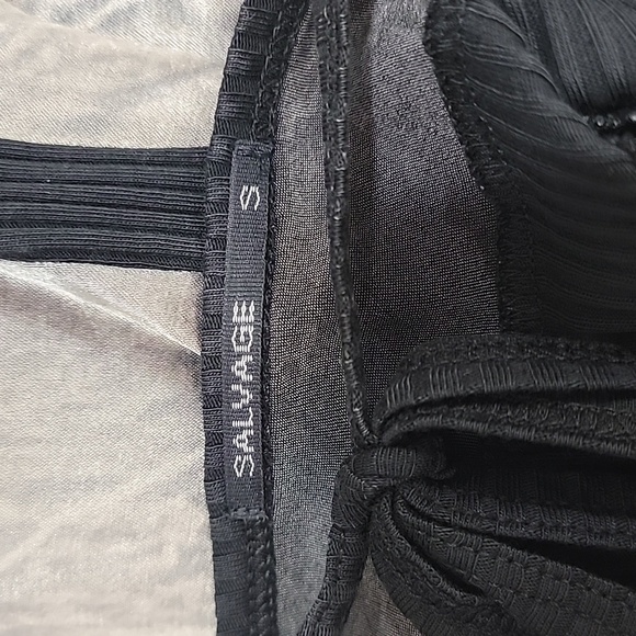 Salvage Black and Gray Satin, Embossed Camisole Top, Mini Dress - Picture 8 of 9